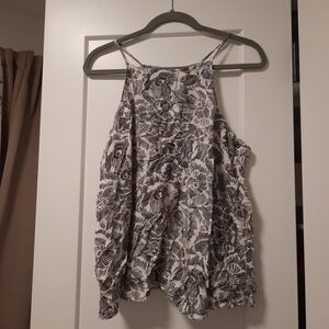 Black & White Floral Halter Tank Top